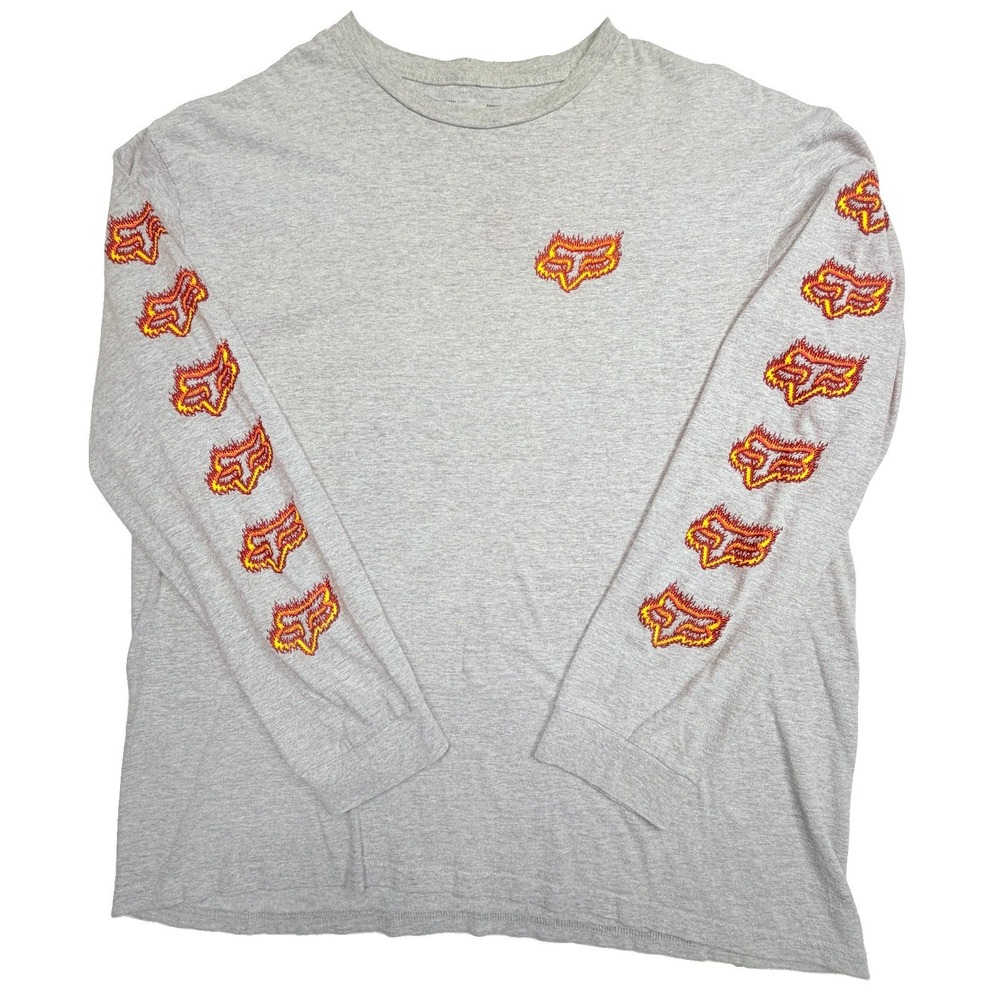 Fox Racing Flame Head Men's XL Gray Motocross Long Sleeve T-Shirt